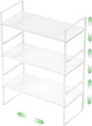 Expandable Cabinet Storage Shelf Stackable Organizer Rack for Kitchen Bathroom Pantry Spice Cupboard Countertop Home Office Desk Heavy Duty Nonslip White Small 3 Pack by CozyNest Decor