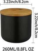Ceramic Food Storage Jar Canister Modern Design Food Canisters with Airtight Seal Bamboo Lid, Loose Tea Coffee Spice Nuts Snacks Storage Jar Canister (Black 8.79oz/260ml) by CozyNest Decor