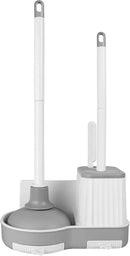 Toilet Brush and Plunger, 3 in 1 Toilet Bowl Brush and Holder with Crevice Cleaning Brush Wall Mounted Household Bathroom Cleaning Tools Combo Set(White-Gray) by CozyNest Decor