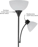 GLOBE Electric 67135 72" Torchiere Floor Lamp and Adjustable Reading Light, Matte Black, Frosted Shade, Dual Rotary Switch, 3-Step Dimming, Modern Lighting for Living Room or Office by CozyNest Decor