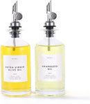 Molimoli Oil and Vinegar Dispenser with Metal Pour Spout, Weighted Pourer, Glass Bottle Dispenser for Kitchen, Olive Oil Cruet, Glass Olive Oil Bottle | 350ml, Set of 2 by CozyNest Decor