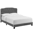 CasaFoyer Amelia Performance Velvet Queen Bed | Luxurious Design | Stain-Resistant | Button-Tufted Headboard | Solid Wood Construction | Non-Marking Legs | Maximum Stability | Elegant Curves | Opulent Appearance | Gray