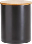 Farmlyn Creek Set of 3 Matte Black Kitchen Canister with Airtight Wooden Bamboo Lids, Kitchen Counter Containers, Food Storage Jars, Ideal for Storing Sugar, Coffee and Other Dry Goods, (3 Sizes) by CozyNest Decor