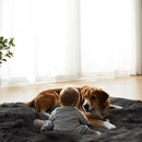 AMTOVO Faux Fur Sheepskin Rug for Living Room, 4 x 6 ft Black Fluffy Area Rug for Bedroom, Playroom, Luxury Room Decor, Rectangle by CozyNest Decor