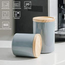 Sweejar Kitchen Canisters Ceramic Food Storage Jar, Stackable Containers with Airtight Seal Wooden Lid for Serving Ground Coffee, Tea, Sugar, Salt and More - 28 Fl Oz (Gray) by CozyNest Decor