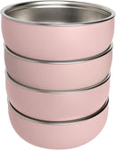 Monkey Proof™ Non-Toxic Stainless Steel Child Bowl 5” with Non-Slip Silicone Shell, (Set of 4 bowls) Unbreakable, Mess Free Feeding for Babies, Toddlers, Kids, BPA free (Rose) by TinyTreasures Baby Boutique