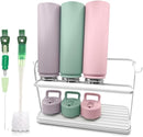 Bottle Drying Rack for Kitchen Countertop, Space Saving Storage Stand with Drainage Tray, Two-Tier Design for Tumblers, Baby Bottles, Water Bottle Drying Rack with 5-in-1 Bottle Cleaning Brush by TinyTreasures Baby Boutique