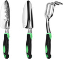 Garden Tool Set, 3 Pack Aluminum Heavy Duty Gardening Kit Includes Hand Trowel, Transplant Trowel and Cultivator Hand Rake with Soft Rubberized Non-Slip Ergonomic Handle, Garden Gifts by GreenHaven Gardens