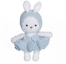 Handmade Knit Bunny Dolls,Baby rattle toy,Baby Sensory Toys,Baby Soothing Toys,Handmade Knit Toys,Gifts for Boys and Girls (Blue) by TinyTreasures Baby Boutique