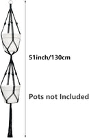 Belit 2 Pack Double Macrame Plant Hangers 2 Tier Hanging Planter Basket Decorative Flower Pot Holder Rope for Indoor Outdoor Home Decor 51 Inch, Black by GreenHaven Gardens