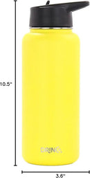DRINCO Stainless Steel Water Bottle Spout Lid Vacuum Insulated Double Wall Water Bottle Wide Mouth (40oz 32oz 22oz 18oz 14oz) Leak Proof Keeps Cold or Hot (32 oz, 32oz Illuminating Yellow) by CozyNest Decor