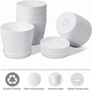 7 Inch Plant Pots Bulk, 6 Pack Plastic Planters with Drainage Holes and Saucers for Indoor Outdoor House Plants and Flowers, White by GreenHaven Gardens