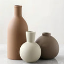 Vase Set of 3 | Ceramic Neutral Vases Home Decor | Rustic Flower Pottery Vases Modern Farmhouse Vase for Table Entryway Mantel Centerpiece Bookshelf Living Room Bathroom Bedroom -Brown Large by CozyNest Decor