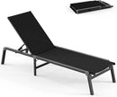 Chaise Lounge Outdoor, Foldable Aluminum Pool Lounge Chairs with 5 Positions Recliner - Free Assembly - Patio Chaise Lounge Chair for Poolside, Beach, Yard (Black) by GreenHaven Gardens