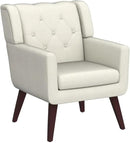 Accent Chair Button-Tufted Upholstered Living Room Chairs Comfy Reading Chair Mid Century Modern Chair with Linen Fabric Lounge Arm Chairs for Living Room Bedroom (Beige Set of 2) by CozyNest Decor