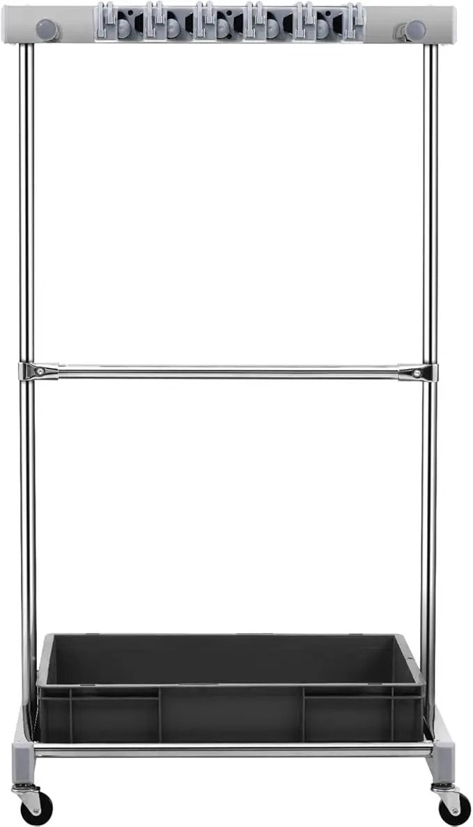 VEVOR Garden Tool Organizer, 10 Slots with Hooks, Yard Tool Tower Rack with Wheels for Garage Organization and Storage, Hold Long-Handled Tool/Rake/Broom, Metal Tool Stand Holder for Shed, Outdoor, photo 9 of 9