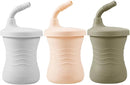 PandaEar Silicone Training Cup, 3 Pack Baby Drinking Sippy Cups with Straw for Baby and Toddler 6 Months+ (Brown/Pink/Gray) by TinyTreasures Baby Boutique