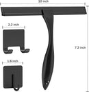 All-Purpose Stainless Steel Shower Squeegee for Shower Doors with 2 Adhesive Hooks, Bathroom Cleaner Tool Household Window Mirror Squeegee for Home Cleaning, Glass Door, Tile Wall, Car, 10 Inch Black by CozyNest Decor