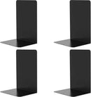 VONDERSO Metal Bookends Black, 2 Pairs Decorative Metal Book End Supports for Shelves Gauge Metal Book Divider Stopper Holders with Non-Slip Anti-Scratch Rubber Pads by CozyNest Decor