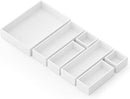 SpaceAid 7-Piece Bamboo Drawer Organizer Storage Boxes Set, Wood Tray Junk Drawer Organizers Multi-Use Divider Bins for Kitchen, Bathroom, Office Desk and Makeup Organization (7 Pack, White) by CozyNest Decor