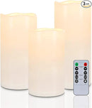 Homemory 6" 8" 10" x 4" Waterproof Outdoor Flameless Candles, Battery Operated Flickering LED Pillar Candles with Remote and Timers for Indoor, Plastic, Ivory White by CozyNest Decor