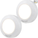 Amazon Basics LED Puck Lights, Battery Operated, 50 Lumens 2 Pack, Tap Light, Stick on Lights, Under Cabinet Lighting, Ideal for Kitchen Cabinets, Closets, Garage and More, White by GreenHaven Gardens