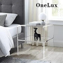 ONELUX 1626 Acrylic Bedside nightstand with Additional Shelf,Lucite Occasional Sofa Tables, Clear by CozyNest Decor