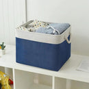 TcaFmac Organization and Storage Basket for Gifts Empty - 16x12x12 inch Large 2 Pack Collapsible Storage Bins for Shelves, Fabric Storage Cubes for Organizing Cloth Toy Kids (White & Jean Blue) by CozyNest Decor