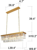 L39.4 W10.2 Gold Rectangle Modern Crystal Chandeliers Lighting Pendant Ceiling Lights Fixture Lamp for Dining Living Room by CozyNest Decor