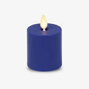 Luminara Outdoor Votive Flameless LED Candle, Vivid Ultramarine 2" x 3.2", Moving Flame Battery Operated Timer Remote Ready IPX4 Matte Plastic Finish by GreenHaven Gardens