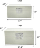 Galt International Storage Box Set Decorative Storage Box w/Hinged Lid Classic Design Wood Decor Boxes with Geometric Clasp Storage for Bedroom & Home - Set of 2 (White & Silver) by CozyNest Decor