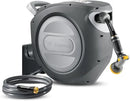Retractable Garden Hose Reel 1/2 in x 85 ft Upgraded UV Resistant Heavy Duty Automatic Hose Reel Wall Mount 3/4 in Brass Fitting 9 Pattern Nozzle Any Length Lock Slow Retraction by GreenHaven Gardens