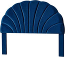 24KF Stunning Crown Design King Headboard, Upholstered Soft Velvet Petal Pattern Headboard King/CA King-6039-K-Navy by CozyNest Decor