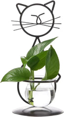 Marbrasse Desktop Glass Planter Vase Holder, Modern Creative Cat Plant Terrarium Metal Stand for Hydroponics Plants Home Garden Wedding Decoration Outdoor Planter Ideas (Style 2) by CozyNest Decor