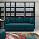 Belffin Terry Fabric Modular Sectional Sleeper Sofa Bed with Storage Convertible Sectional Couches for Living Room 6 Seaters Peacock Blue Modular Sofa by CozyNest Decor