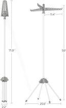 SONGMICS Clothes Drying Rack, 59-Inch Folding Laundry Drying Rack with 3 Rotatable Arms for Hangers, 4 Legs, Stainless Steel, for 27 Pieces of Clothes, Gray and White ULLR510G01 by TinyTreasures Baby Boutique