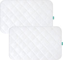 Mini Crib Mattress Protector Sheets Fitted Waterproof Mini Crib Mattress Protector Pad Cover White 2 Pack Quilted 38" x 24" by TinyTreasures Baby Boutique