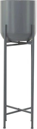 Deco 79 CosmoLiving by Cosmopolitan Metal Round Planter with Removable Stand, 13" x 13" x 42", Gray by GreenHaven Gardens