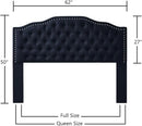 24KF Upholstered Button Tufted Queen Headboard with Nailhead Trim, Elegant Boucle Fabric Full headboard, 6031-Q-Boucle-Navy by CozyNest Decor