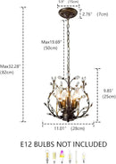 5-Light Vintage Crystal Branch Chandelier Farmhouse Hanging Pendant Light Fixtures for Living Room Dining Room Foyer Kitchen Island Hallway, Aged Bronze by CozyNest Decor