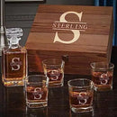 Personalized Whiskey Decanter Set with Wood Gift Box - Custom Bourbon and Scotch Gift Boxed Set by CozyNest Decor