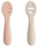 mushie Silicone First Feeding Baby Spoons | 2 Pack (Blush/Shifting Sand) by TinyTreasures Baby Boutique