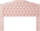 24KF Upholstered Button Tufted Queen Headboard with Nailhead Trim, Elegant Boucle Fabric Full headboard, 6031-Q-Boucle-Pink by CozyNest Decor
