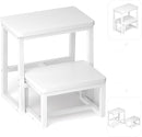 Step Stool for Adults & Kids,Holds up to 500Lb,3 in1 Heavy Duty Sturdy 2 tair Wooden StepStool for Kichen/Bathroom/High beds, Metal Frame, Non-Slip Pads by TinyTreasures Baby Boutique