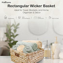 Large Rectangular Handwoven Wicker Basket - Natural Water Hyacinth Storage Baskets with 2 Built-in Handles - Ideal for Towel, Blankets, and Home Organizer & Decor - 15"x 11"x6.75" - Brown by TinyTreasures Baby Boutique
