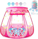 Baby Ball Pit for Toddler with 50 Balls, Pop Up Princess Tent with Star Lights for 1 2 3 Year Old Birthday Gift, 12-18 Months Baby Girl Toys with Carrying Bag, Indoor&Outdoor Play Tent for Kids by TinyTreasures Baby Boutique