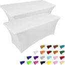 IVAPUPU 2 Pack 6FT Table Cloth for Rectangular Fitted Events Stretch White Table Covers Washable Spandex Spring Tablecloth Protector for Party, Wedding, Cocktail, Banquet, Festival by CozyNest Decor