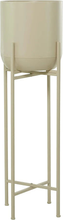 Deco 79 CosmoLiving by Cosmopolitan Metal Round Planter with Removable Stand, 13" x 13" x 42", Beige by GreenHaven Gardens