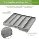Purawood Kitchen Drawer Organizer - Expandable Utensil Drawer Organizer for Kitchen, Cutlery Tray & Silverware Organizer, 3-5 Slots - Bamboo Organizer for Utensils & Flatware (Grey) by CozyNest Decor