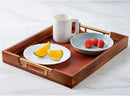 Premium Acacia Wood Ottoman Tray, 17x13 inches Large Serving Tray, Decorative Coffee Table Tray with Metal Handles, Ideal for Breakfast in Bed, Appetizers, Kitchen & Living Room Decor by CozyNest Decor